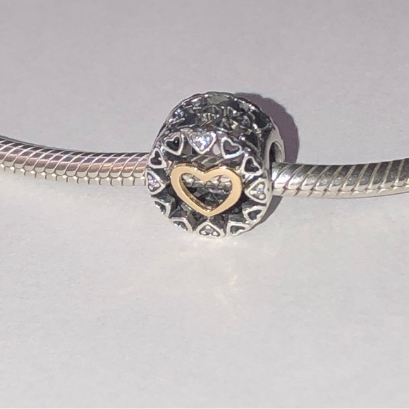 Authentic Pandora Loving Circle 14k Heart Charm S925 Ale - Picture 2 of 6
